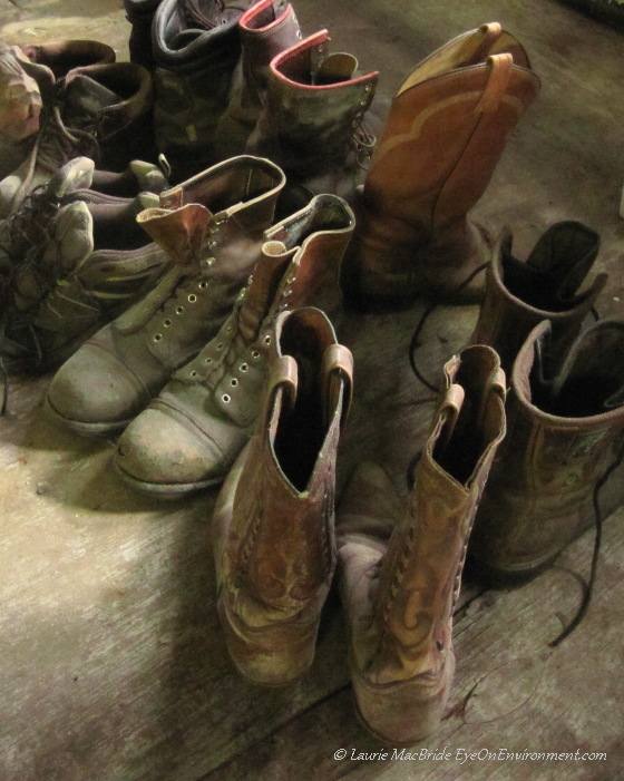 Old boots in Ocean Falls museum